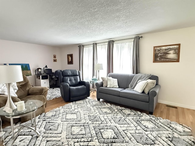2684 Lakeshore Dr, Gladwin, MI 48624 - living area with wood finished floors, a textured ceiling, and baseboards