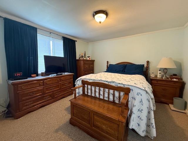 2684 Lakeshore Dr, Gladwin, MI 48624 - carpeted bedroom with crown molding