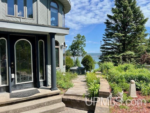 9411 Goodell Rd, Eagle Harbor, MI 49950 - property entrance featuring a water view