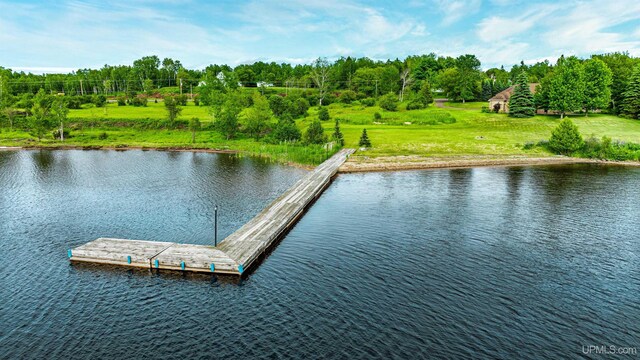 52765 Bootjack Rd, Lake Linden, MI 49945 - dock area with a water view and view of scattered trees