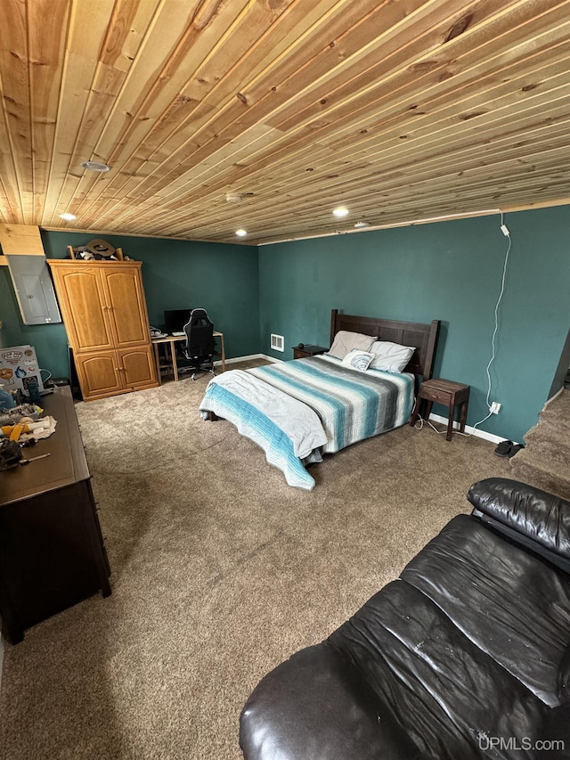 59 Forest Dr, Negaunee, MI 49866 - bedroom with carpet floors and wooden ceiling