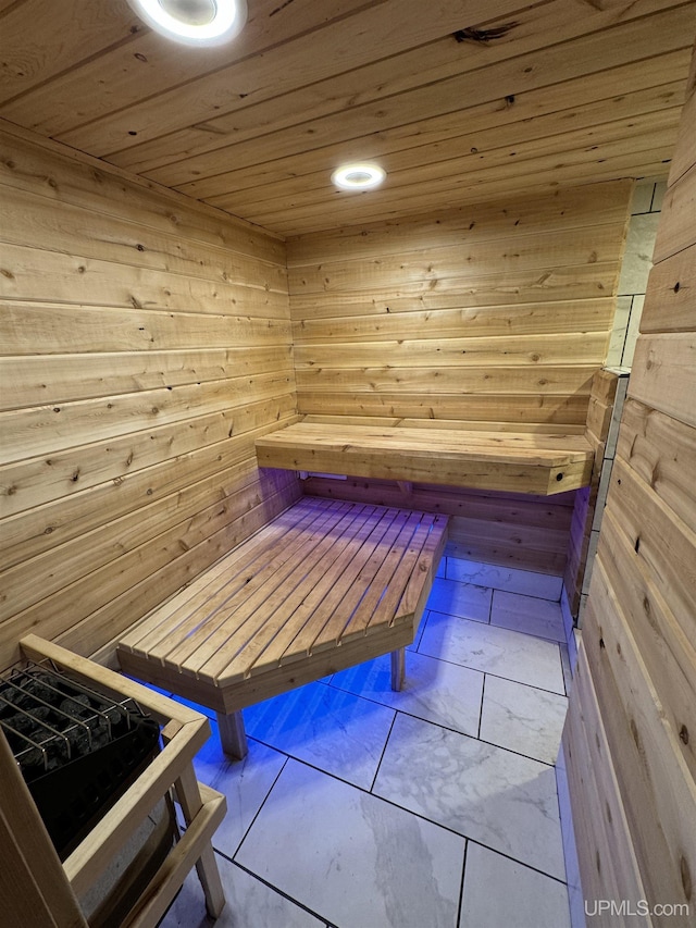 59 Forest Dr, Negaunee, MI 49866 - relaxing sauna / steam room featuring wood walls and wooden ceiling