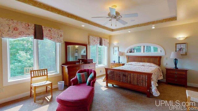 N9910 Shore Dr, Au Train, MI 49806 - bedroom featuring baseboards and a raised ceiling