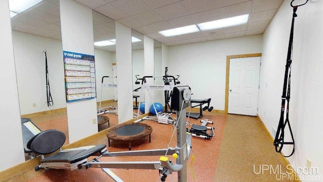 N9910 Shore Dr, Au Train, MI 49806 - exercise area featuring a paneled ceiling