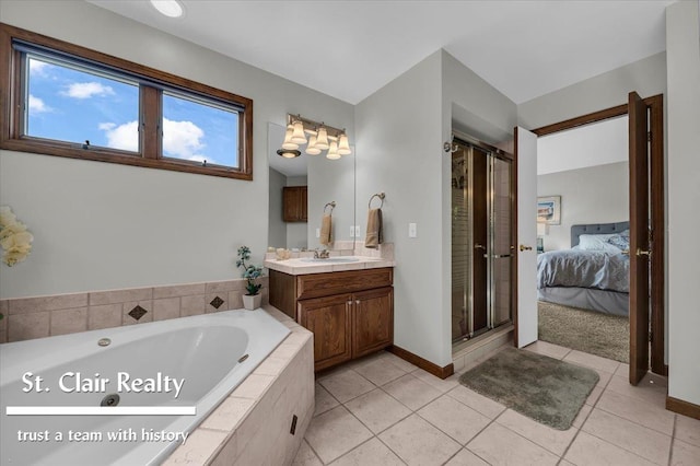 1080 Highland Dr, Saint Clair, MI 48079 - full bath with vanity, a shower stall, and tile patterned floors