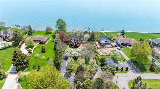 49016 Pointe Lakeview Dr, Chesterfield, MI 48047 - aerial view of residential area featuring a nearby body of water