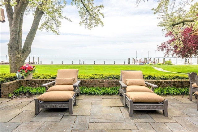 49016 Pointe Lakeview Dr, Chesterfield, MI 48047 - view of patio / terrace featuring a water view