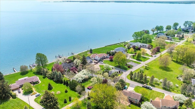 49016 Pointe Lakeview Dr, Chesterfield, MI 48047 - aerial perspective of suburban area featuring a nearby body of water