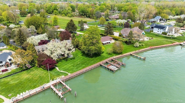 49016 Pointe Lakeview Dr, Chesterfield, MI 48047 - aerial perspective of suburban area featuring a large body of water