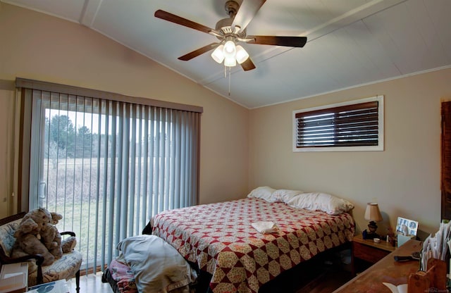 6669 Lakeshore Rd, Lexington, MI 48450 - bedroom with multiple windows, lofted ceiling, and ceiling fan