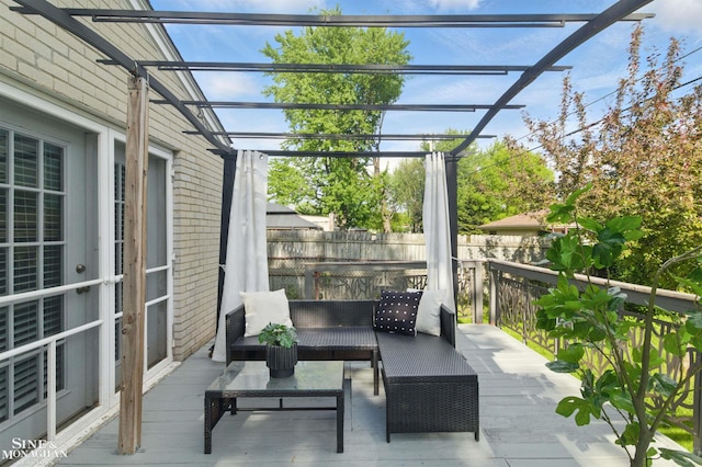 22574 Katzman St, Clinton Township, MI 48035 - wooden terrace with a pergola and an outdoor living space
