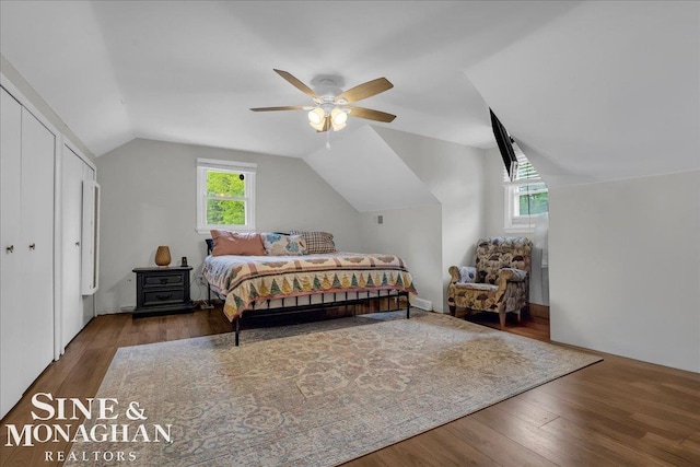 1923 Clinton Ave, Saint Clair, MI 48079 - bedroom with lofted ceiling, wood finished floors, and ceiling fan