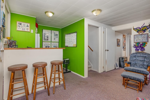 5149 Reinhardt Ln, Bay City, MI 48706 - indoor dry bar with carpet floors, stairs, and baseboards
