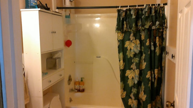 7880 S Dyer Dr, Falmouth, MI 49632 - bathroom with shower / tub combo with curtain