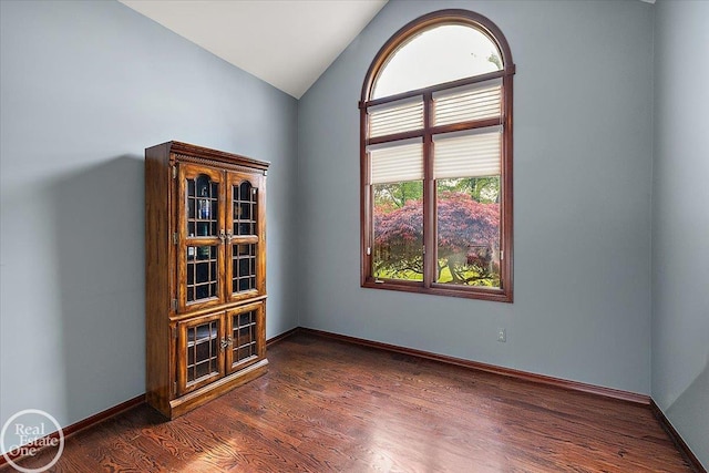 63011 Indian Hills Dr Unit # 1, Washington Twp, MI 48095 - spare room with healthy amount of natural light, dark wood-type flooring, vaulted ceiling, and baseboards
