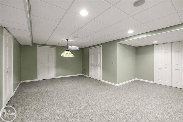 63011 Indian Hills Dr Unit # 1, Washington Twp, MI 48095 - finished basement featuring carpet floors, baseboards, a drop ceiling, and recessed lighting