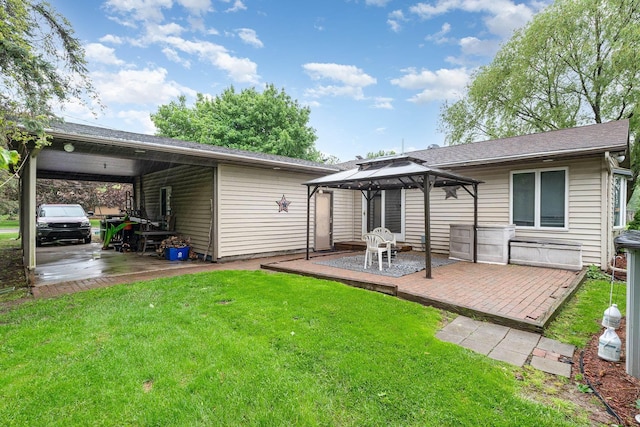 4719 Myra Lee Dr, Auburn, MI 48611 - rear view of property featuring a gazebo and a lawn