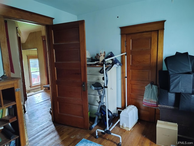 4203 E Maple Ridge 37th Rd, Rock, MI 49880 - exercise room featuring wood finished floors
