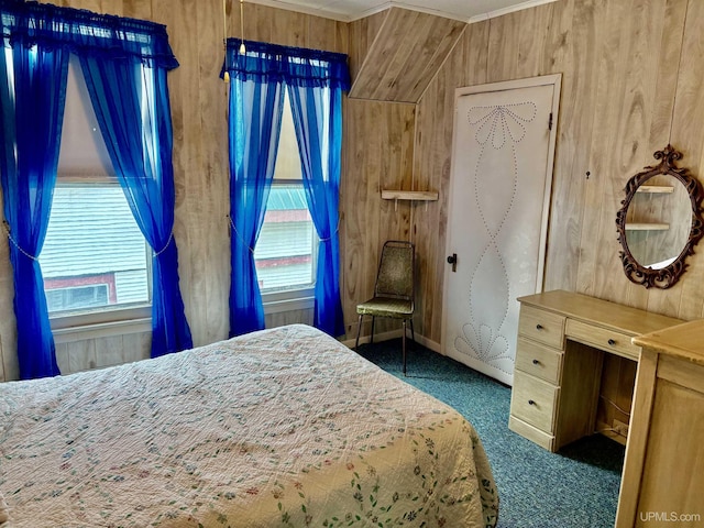 215 Day St, Ironwood, MI 49938 - carpeted bedroom featuring wood walls and crown molding