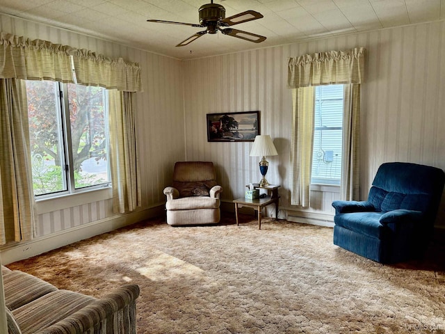 215 Day St, Ironwood, MI 49938 - sitting room with carpet, healthy amount of natural light, and a ceiling fan