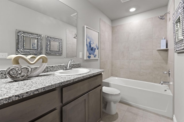 2215 Chase Dr Unit 102, Howell, MI 48855 - full bathroom with toilet, tile patterned flooring, vanity, bathing tub / shower combination, and recessed lighting