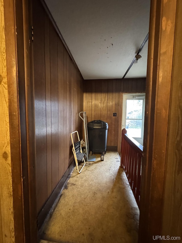 336 E Broad St, Lanse, MI 49946 - corridor featuring wooden walls