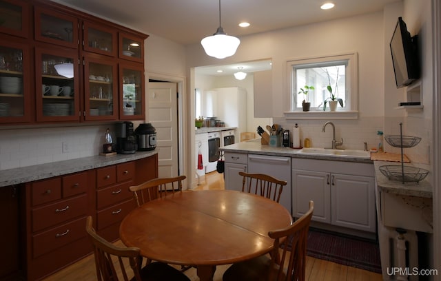909 Quincy St, Hancock, MI 49930 - dining space featuring light wood finished floors and recessed lighting