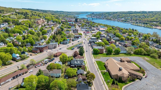 909 Quincy St, Hancock, MI 49930 - aerial perspective of suburban area with a nearby body of water