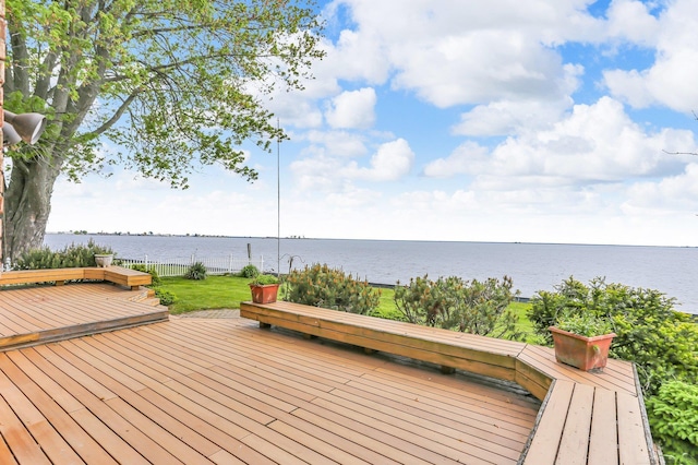 38340 Lakeshore Dr, Harrison Twp, MI 48045 - wooden deck with a water view