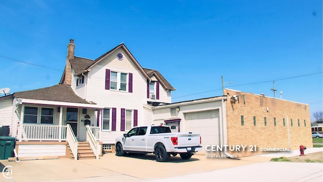 2884 Fort St, Lincoln Park, MI 48146 - view of front facade with covered porch, concrete driveway, and a shingled roof