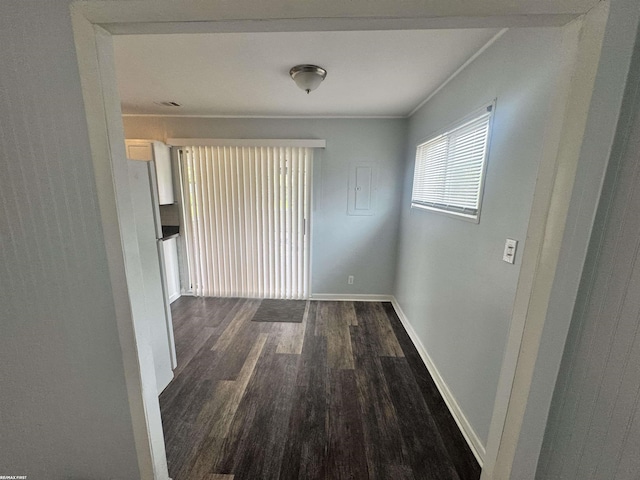 26100 Kathy St, Roseville, MI 48066 - unfurnished room featuring dark wood-style floors, baseboards, and ornamental molding