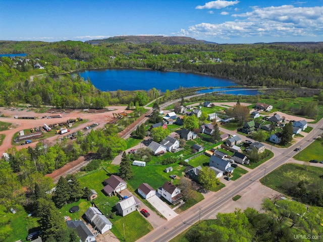 422 Washington St, Ishpeming, MI 49849 - aerial overview of property's location with a forest and a nearby body of water