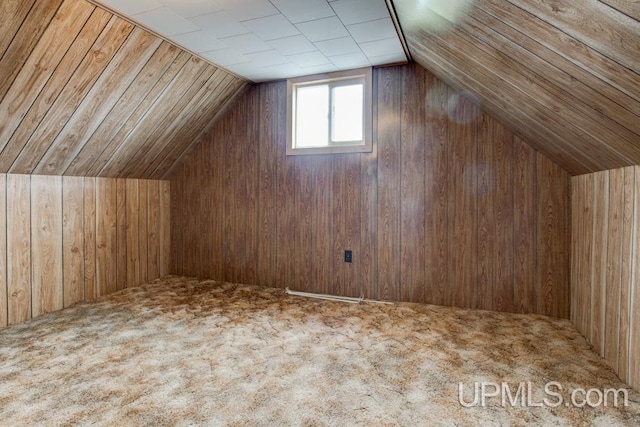1782 H Rd, Bark River, MI 49807 - bonus room with lofted ceiling, wooden walls, and carpet flooring