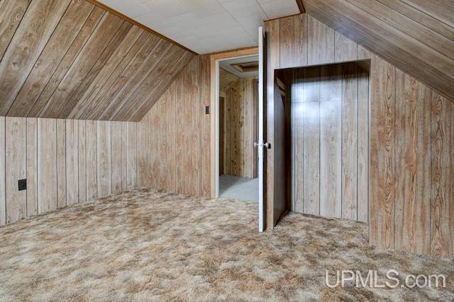 1782 H Rd, Bark River, MI 49807 - bonus room featuring carpet flooring, wooden walls, and lofted ceiling
