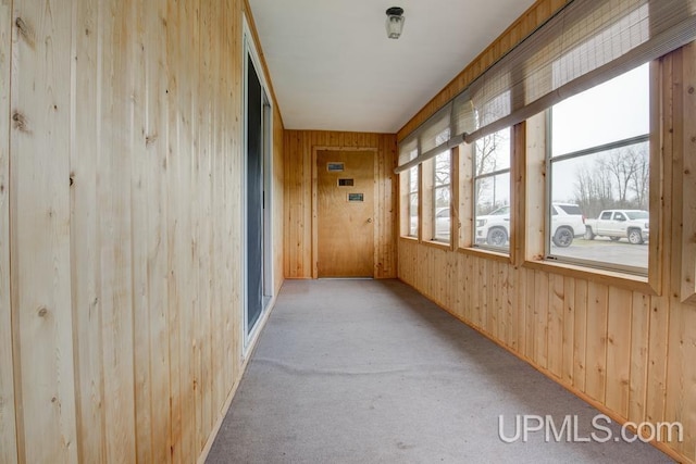 1782 H Rd, Bark River, MI 49807 - corridor with wood walls and carpet