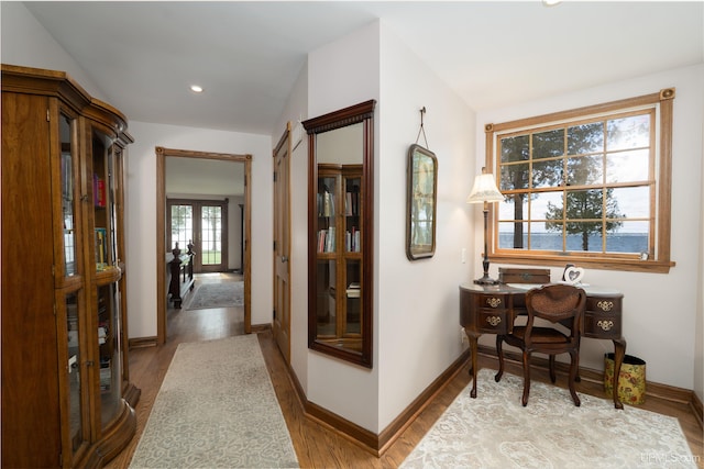 7975 00.25 Rd, Garden, MI 49835 - hall with wood finished floors, baseboards, and recessed lighting