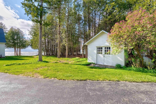 7975 00.25 Rd, Garden, MI 49835 - view of grassy yard featuring a water view and an outbuilding