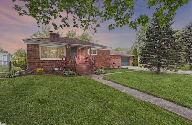 30 Connecticut St, Marysville, MI 48040 - view of front facade featuring brick siding, a chimney, a garage, and driveway
