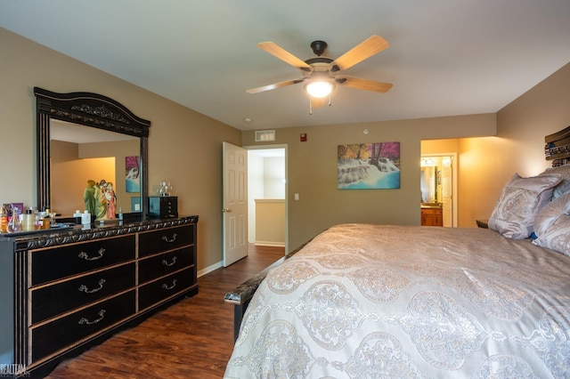 45537 Hidden View Ct, Utica, MI 48315 - bedroom featuring dark wood finished floors, baseboards, and ceiling fan
