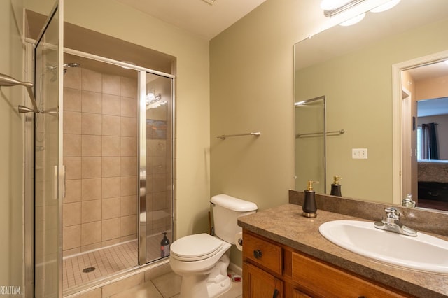 45537 Hidden View Ct, Utica, MI 48315 - full bath with toilet, vanity, a shower stall, and tile patterned floors