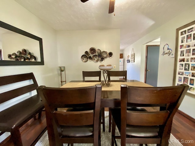 101-103 Juliet St, Marquette, MI 49855 - dining room featuring wood finished floors, a ceiling fan, and a textured ceiling