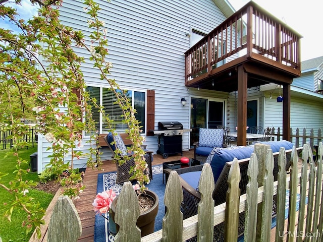 101-103 Juliet St, Marquette, MI 49855 - view of patio / terrace with a wooden deck, a grill, and an outdoor living space