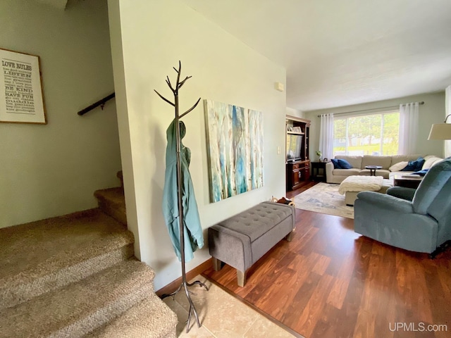 101-103 Juliet St, Marquette, MI 49855 - living room featuring stairway and wood finished floors