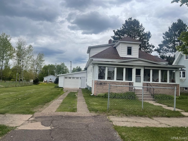 513 Neidhold Ave, Wakefield, MI 49968 - bungalow featuring driveway, brick siding, a garage, roof with shingles, and covered porch