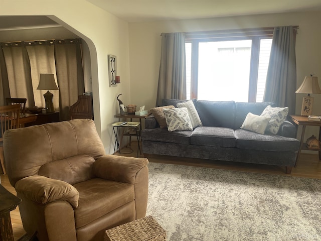 513 Neidhold Ave, Wakefield, MI 49968 - living area with arched walkways and wood finished floors