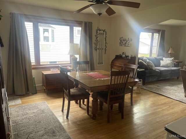 513 Neidhold Ave, Wakefield, MI 49968 - dining room with a ceiling fan and light wood-style flooring