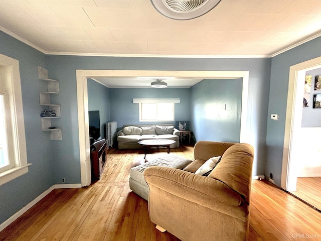 746 Maurice St, Ishpeming, MI 49849 - living area with ornamental molding and light wood-style flooring
