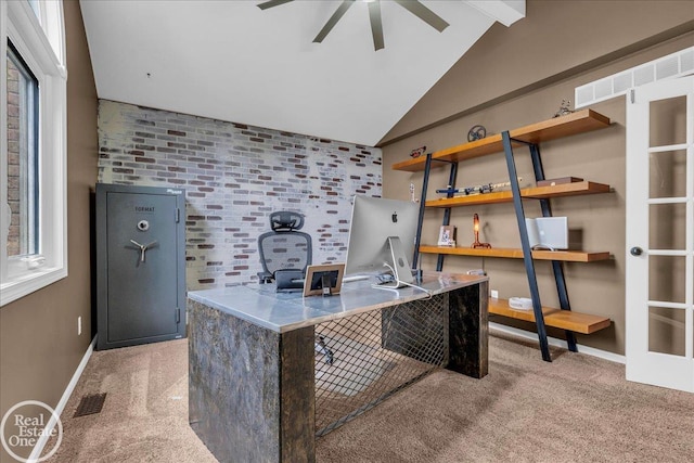 49204 Stratford Dr, Chesterfield Twp, MI 48047 - office area featuring light carpet, baseboards, and ceiling fan