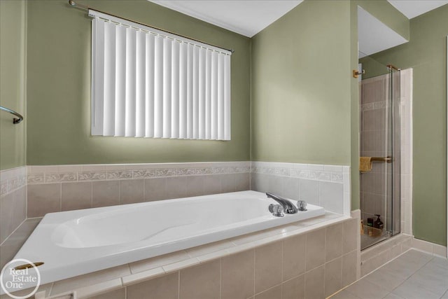 49204 Stratford Dr, Chesterfield Twp, MI 48047 - full bathroom with a shower stall, a garden tub, and tile patterned flooring