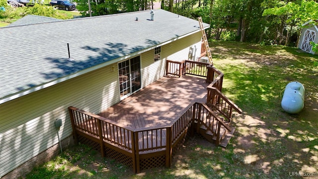 104 Pine St, Greenland, MI 49929 - wooden deck with stairway